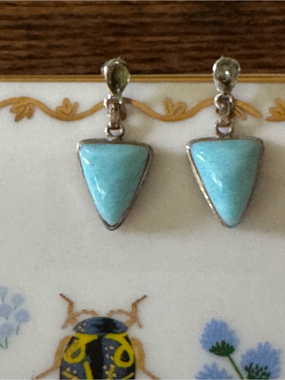 Larimar and periodot earrings